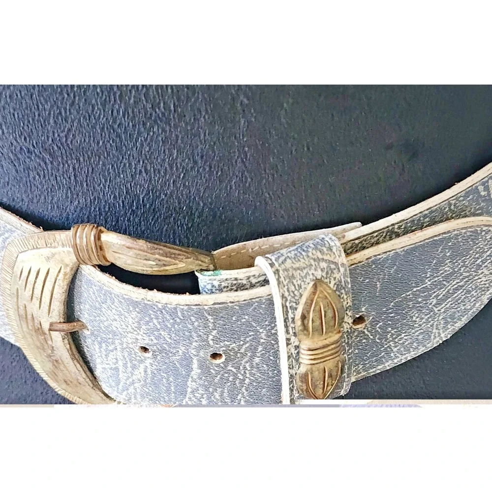 Womans Vintage 90's Denim Look 2 inch Fashion Structured Belt SIze S/M